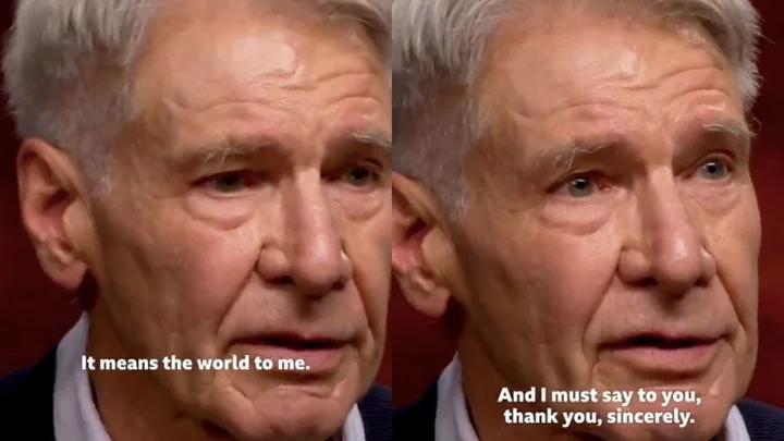 Harrison Ford fights back tears in emotional Indiana Jones interview