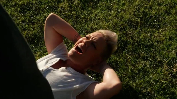 Pink demonstrates wild training regime to prepare for acrobatic singing