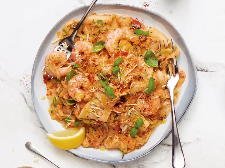 This speedy king prawn pasta has a supermarket secret weapon