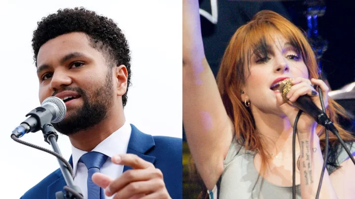 Florida congressman Maxwell Frost shouts 'F*** DeSantis' on stage at a Paramore concert