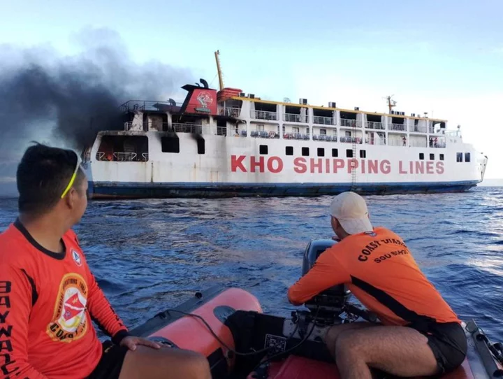 Philippine coast guard rescues 120 people as ferry catches fire