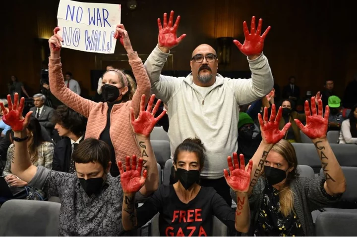 Pro-ceasefire protesters interrupt Antony Blinken at US Senate hearing