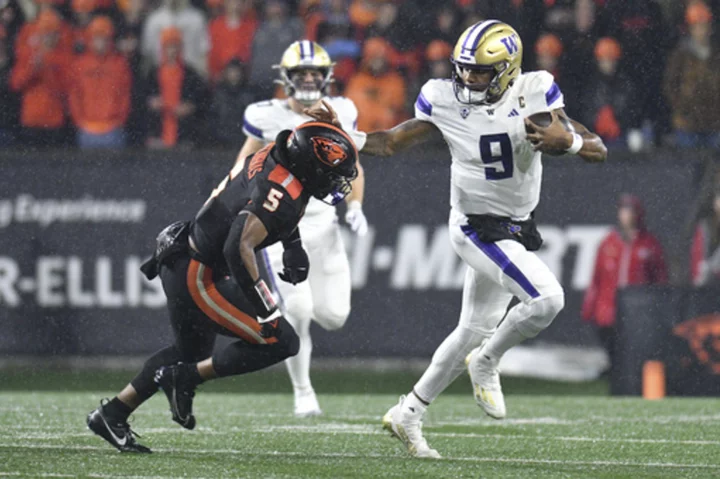 No. 5 Washington clinches Pac-12 championship berth with 22-20 victory over No. 10 Oregon State