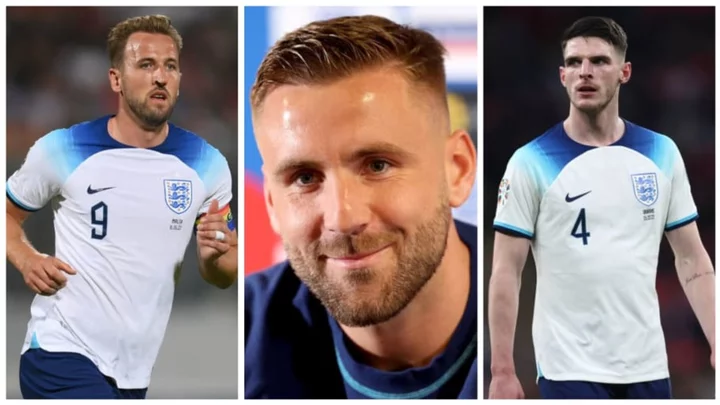 Luke Shaw reveals he is encouraging Harry Kane & Declan Rice to join Man Utd