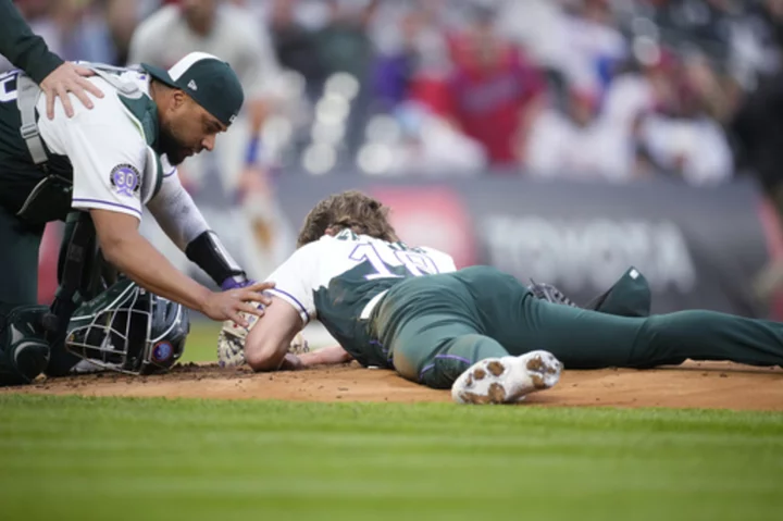 Rockies right-hander Ryan Feltner takes line drive off head, walks off on his own