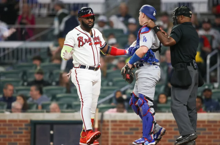 Benches clear in Braves-Dodgers over Marcell Ozuna backswing