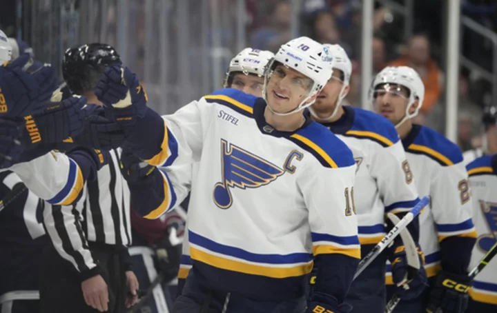 Schenn, Buchnevich score 3 goals each as Blues beat Avalanche 8-2