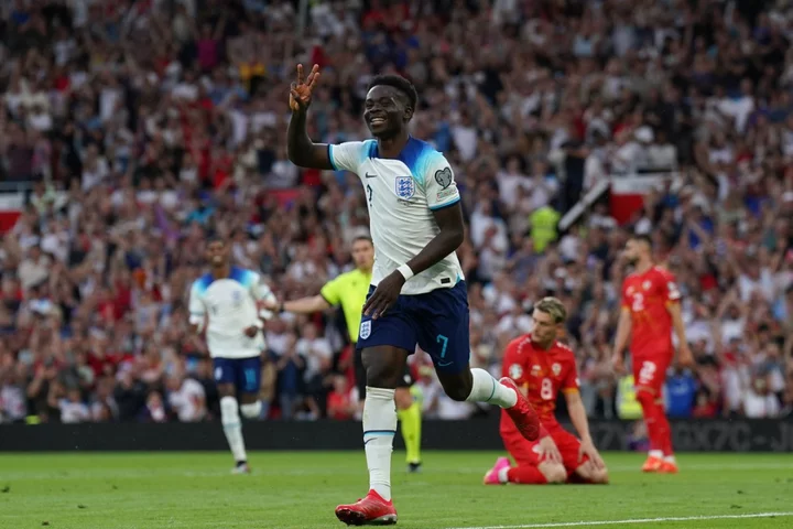 Bukayo Saka scores hat-trick as ruthless England put seven past North Macedonia