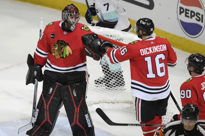 Blackhawks get goals from Dickinson, 3 others, top Kraken 4-3