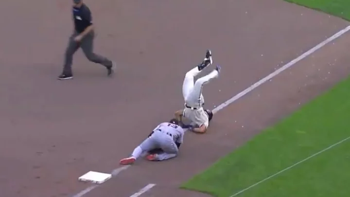 Royce Lewis Flips Over First Baseman, Lands on Head in Scary Scene