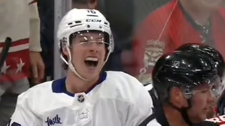 Mitch Marner Takes Two Matthew Tkachuk Punches to the Face, Laughs