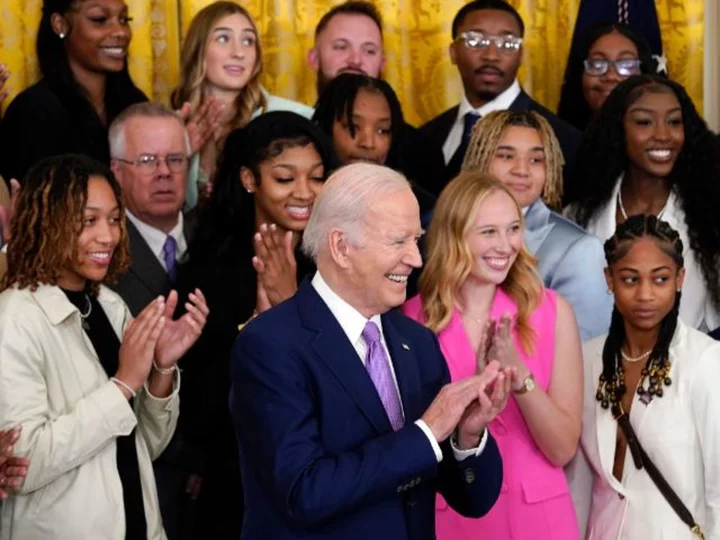 Bidens celebrate NCAA women's basketball champion LSU Tigers at the White House