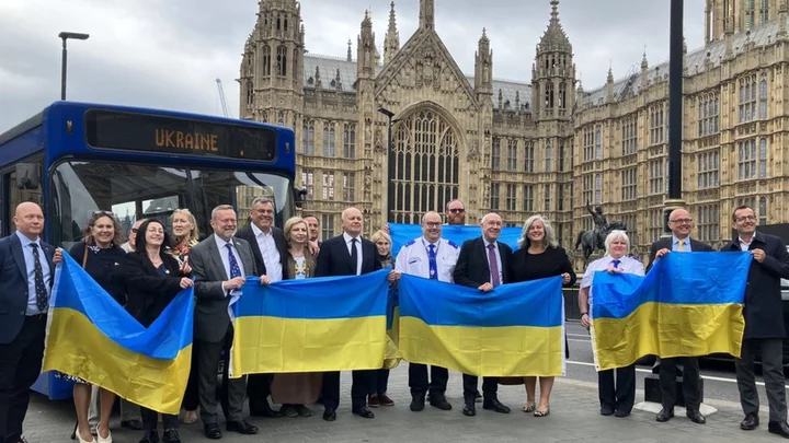 Field hospital bus presented to Ukraine ambassador